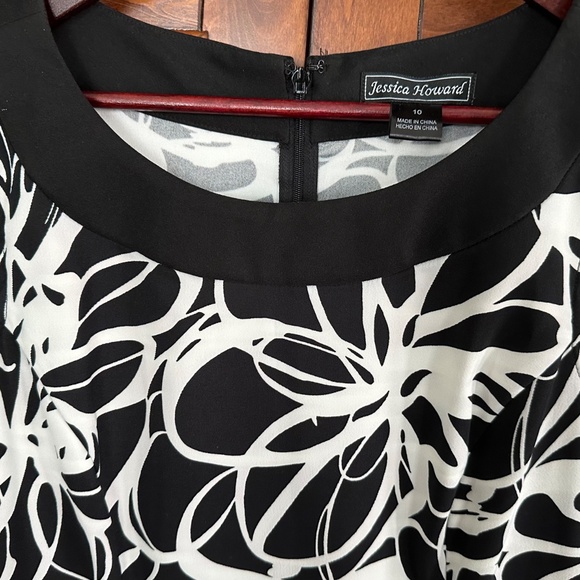 Jessica Howard Women's Black White Pattern Midi Sleeveless Dress Size 10P NWOT - Picture 12 of 14